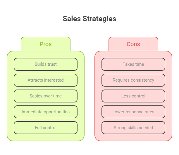 Table comparing inbound and outbound sales differences